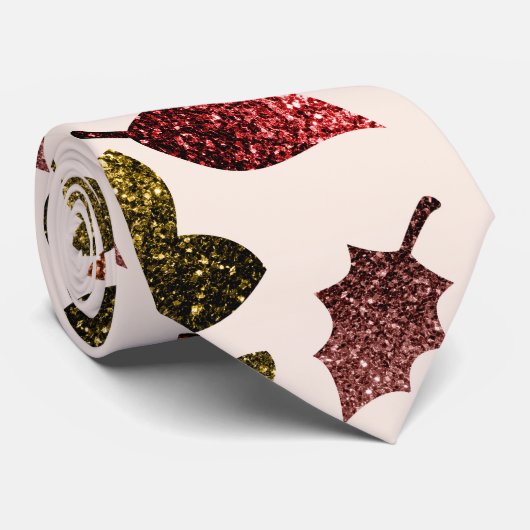Funkelnd Blätter fallen herbstliche Glitzern ab Krawatte (Gerollt)
