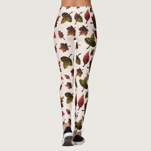 Funkelnd Blätter fallen herbstliche Glitzern ab Leggings (Rückseite)