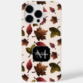Funkelnd Blätter fallen Herbstmuster Monogramm Case-Mate iPhone Hülle (Rückseite)