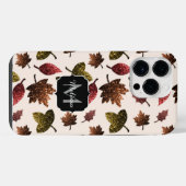 Funkelnd Blätter fallen Herbstmuster Monogramm iPhone Hülle (Rückseite (Horizontal))