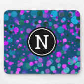 Funkelnd blaue lila Konfetti-Punkte auf aquamarine Mousepad (Vorne)