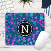 Funkelnd blaue lila Konfetti-Punkte auf aquamarine Mousepad
