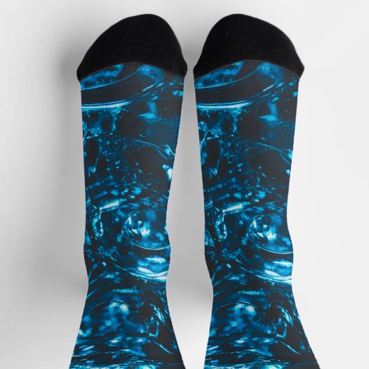 Funkelnd blaue Marmor abstrakt cool Socken (Oben)