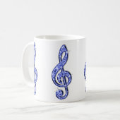 Funkelnd blaue Musiknote Kaffeetasse (Vorderseite Links)