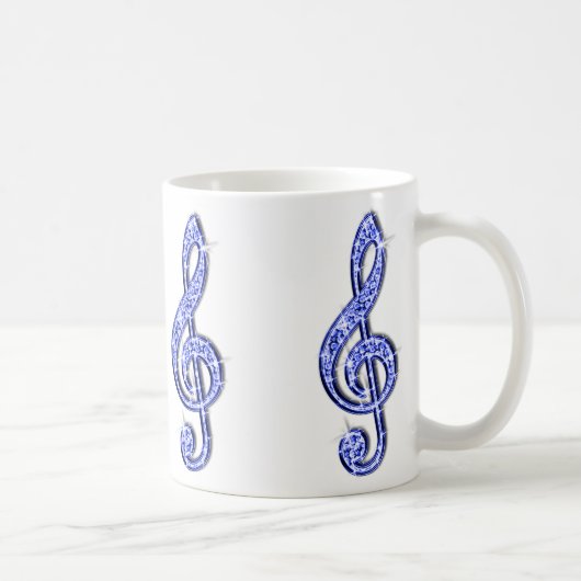 Funkelnd blaue Musiknote Kaffeetasse (Rechts)