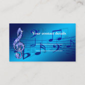 Funkelnd blaue Musiknote Visitenkarte (Rückseite)