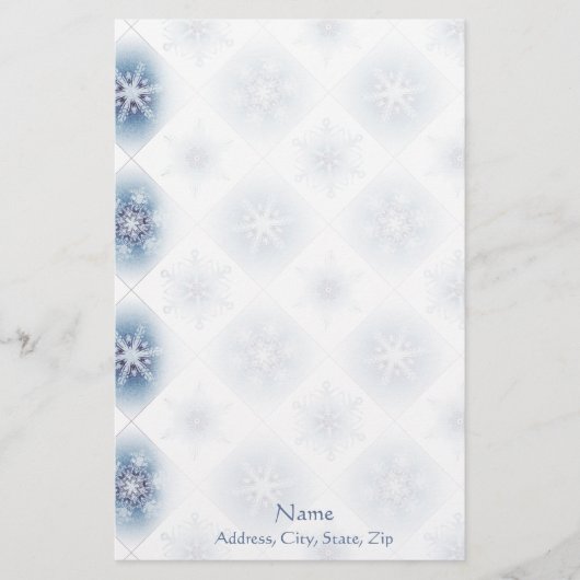 Funkelnd blaue Schneeflocken Briefpapier (Vorderseite)