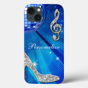 Funkelnd blaue/silberne Musik-Anmerkung u. Case-Mate iPhone Hülle