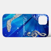 Funkelnd blaue/silberne Musik-Anmerkung u. Case-Mate iPhone Hülle (Rückseite (Horizontal))
