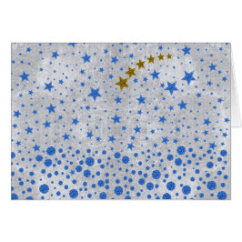 Funkelnd blaue Sterne auf abstraktem Silberpapier