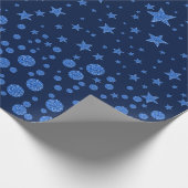 Funkelnd blaue Sterne auf blau Geschenkpapier (Ecke)