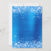 Funkelnd blauer Glitzer und geblasenes Süß 16 Einladung (Rückseite)