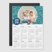 funkelnd Blue Custom Foto Magnetic Calendar 2026 Magnetkarte (Vorne/Hinten)