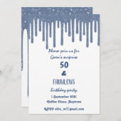 Funkelnd Blue Driving Wax Fiftieth Birthday Einladung (Vorne/Hinten)