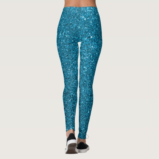 Funkelnd Blue Glitzer Leggings (Rückseite)