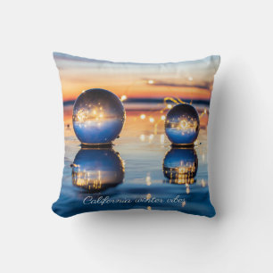 Funkelnd Blue Orange Ocean Beach Sunset Lensball Kissen