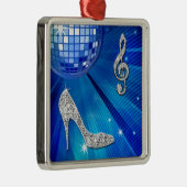 Funkelnd Blue/Silber-Musiknote und Stiletto Heel Ornament Aus Metall (Rechts)