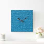 Funkelnd Blue & Silver Glitzer Quadratische Wanduhr (Zuhause)