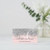 Funkelnd Blush Pink Silver Confetti Glitzer Visitenkarte (Stehend Vorderseite)