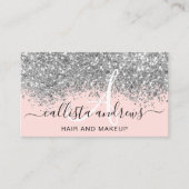Funkelnd Blush Pink Silver Confetti Glitzer Visitenkarte (Vorderseite)