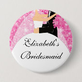 Funkelnd Braut-Brautjungfern-Knopf-/Button-Rosa Button (Vorderseite)