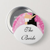 Funkelnd Braut-Brautparty-Knopf-/Button-Rosa Button (Vorne & Hinten)