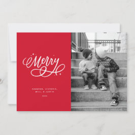 Funkelnd Bubbly Script Mercury Holiday Foto Card Feiertagskarte