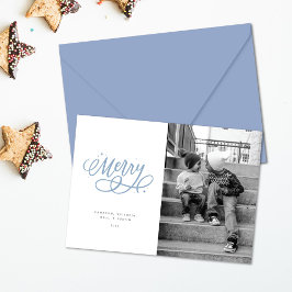 Funkelnd Bubbly Script Mercury Holiday Foto Card Feiertagskarte