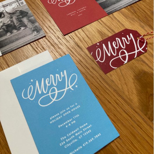 Funkelnd Bubbly Script Merry Holiday Einladung