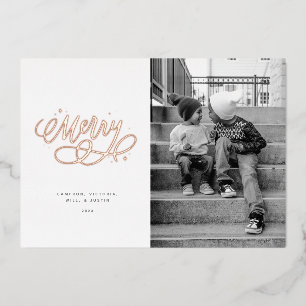 Funkelnd Bubbly Script Merry Holiday Foil Card Folien Feiertagskarte