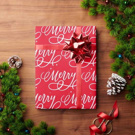 Funkelnd Bubbly Script Merry Holiday Geschenkpapier (Feiertagsgeschenk)