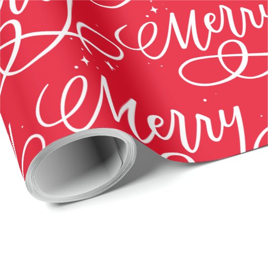 Funkelnd Bubbly Script Merry Holiday Geschenkpapier (Rolleneckpunkt)