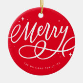 Funkelnd Bubbly Script Merry Holiday Keramik Ornament (Vorne)