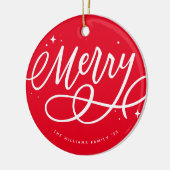 Funkelnd Bubbly Script Merry Holiday Keramik Ornament (Links)