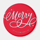 Funkelnd Bubbly Script Merry Holiday Magnet (Vorne)