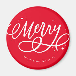 Funkelnd Bubbly Script Merry Holiday Magnet