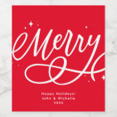 Funkelnd Bubbly Script Merry Holiday Weinetikett (Einzelnes Label)