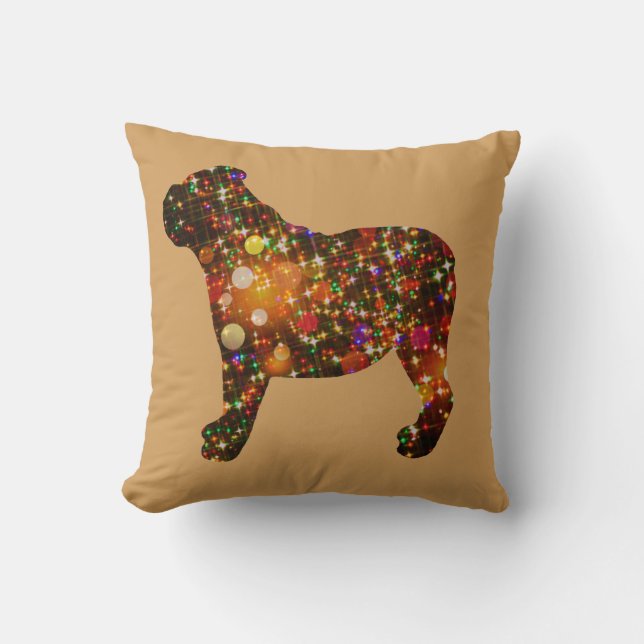 Funkelnd Bulldogge Bokeh Silhouette Kissen (Vorderseite)