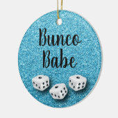 Funkelnd Bunco Babe Imitats Blue Glitzer Chic Keramikornament (Links)