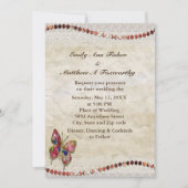 Funkelnd Butterfly, Lace & Parchment-Hochzeit Einladung (Vorderseite)