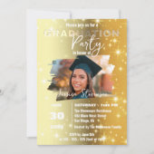 Funkelnd Chic Gold Metallic Foto Graduation Party Einladung (Vorderseite)