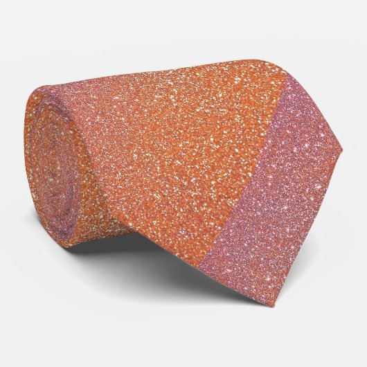 Funkelnd Coral Orange Pink Glitzer Glittery Muster Krawatte (Gerollt)