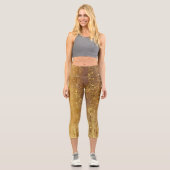 Funkelnd Deep Gold Girly Glam Disco Party Capri Leggings (Vorderseite)