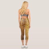 Funkelnd Deep Gold Girly Glam Disco Party Capri Leggings (Rückseite)