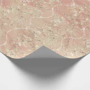 Funkelnd Diamant-Marmor-Foxier rosa Rosen-Gold Geschenkpapier