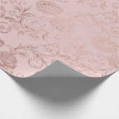 Funkelnd Diamanten Blush Damask Pink Rose Gold Geschenkpapier (Ecke)