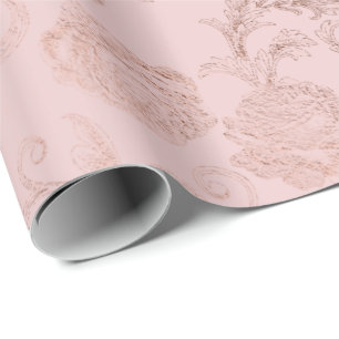 Funkelnd Diamanten Blush Damask Pink Rose Gold Geschenkpapier