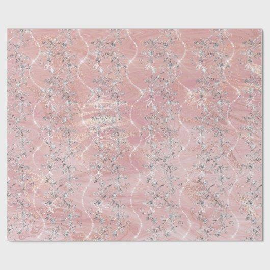 Funkelnd Diamanten Marmor Silver Pink Rose Gold Geschenkpapier (Flach)
