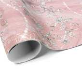 Funkelnd Diamanten Marmor Silver Pink Rose Gold Geschenkpapier (Rolleneckpunkt)