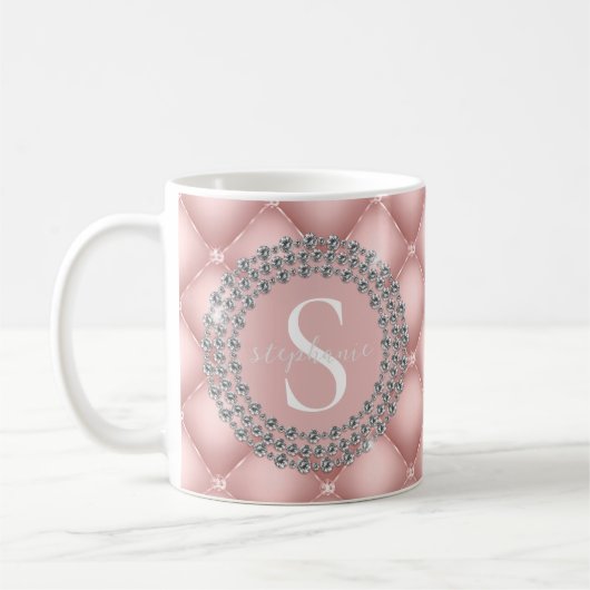 Funkelnd Diamanten mit rosafarbenem Monogramm, gep Kaffeetasse (Links)